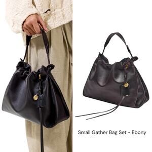 Songmont Small Gather Leather Bag Ebony Brown Convertible
